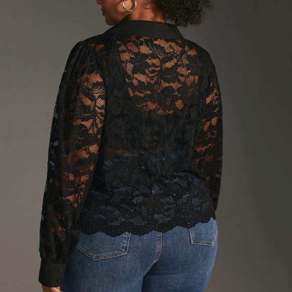 HTF Anthropologie Sheer Lace Blouse - Picture 5 of 6